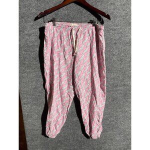 LOVE Pajama Pants Womens Medium Pink Leopard Print Animal Sleepwear Lounge
